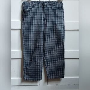 Vintage Cherokee Women's Blue Plaid Cotton Blend Cropped Pants